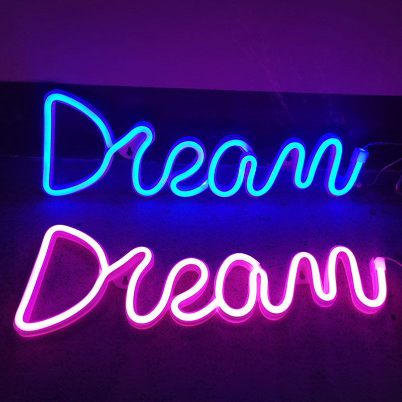 LED Dream Shape Neon Sign Powered By USB and Battery Neon Lamp for Wall Living Room Decor Neon Light for Wedding Holiday Supply - IndieGlow