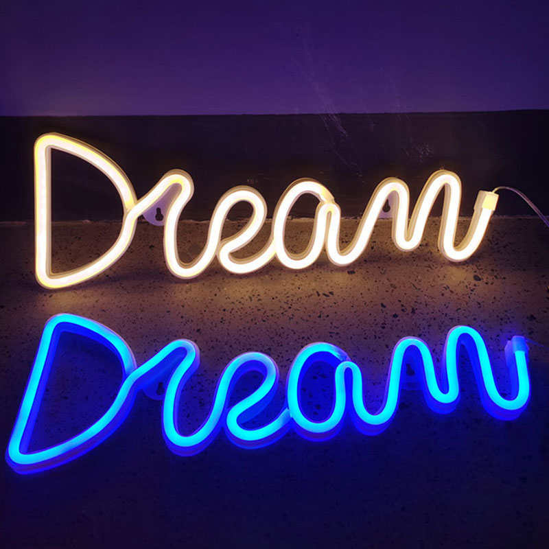 LED Dream Shape Neon Sign Powered By USB and Battery Neon Lamp for Wall Living Room Decor Neon Light for Wedding Holiday Supply - IndieGlow