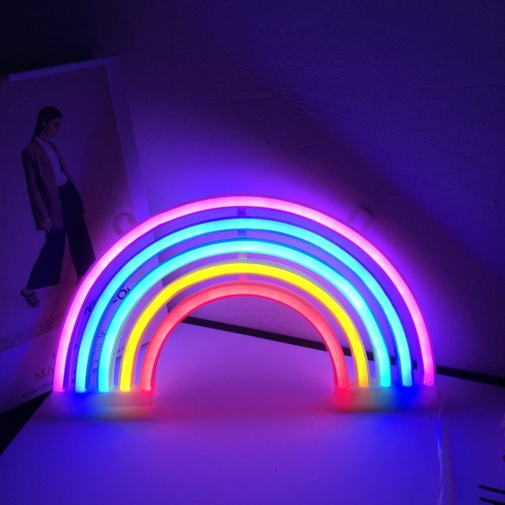 Rainbow Unicorn Neon Led Night Lamp Girls Bedroom Warm Night Light Room Decoration 3d Acrylic Table Desk Lamp Gifts - IndieGlow