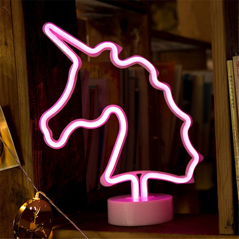 Rainbow Unicorn Neon Led Night Lamp Girls Bedroom Warm Night Light Room Decoration 3d Acrylic Table Desk Lamp Gifts - IndieGlow