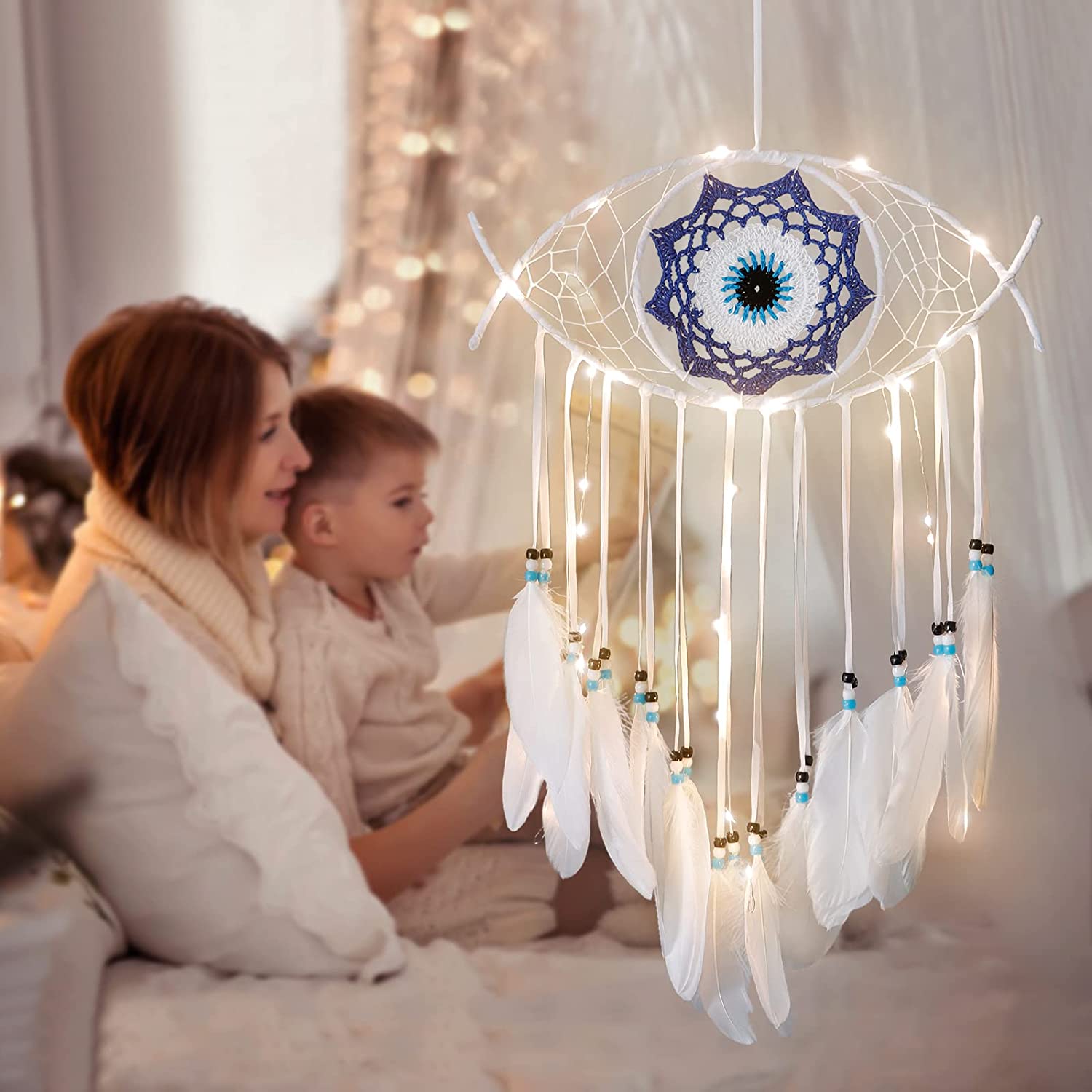 Evil Eye Dream Catcher w/ LED Lights - IndieGlow